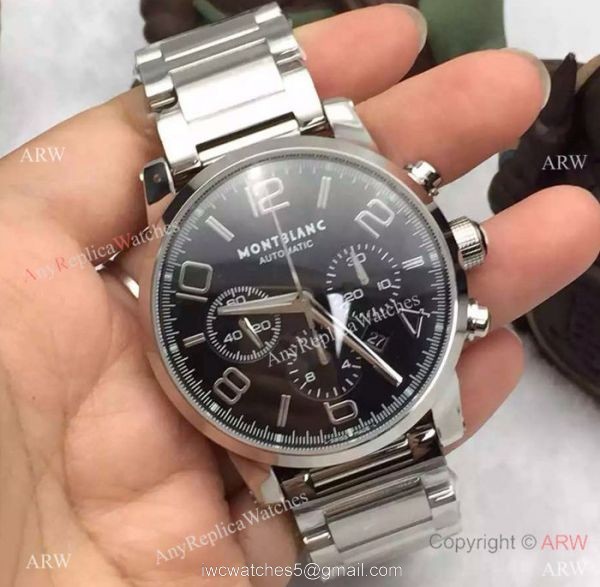 Swiss Grade Replica Montblanc Timewalker Chronograph Watch SS Black Dial 2