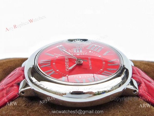 Swiss Ballon Bleu Cartier Watch Copy SS Red Dial Automatic 33mm 2