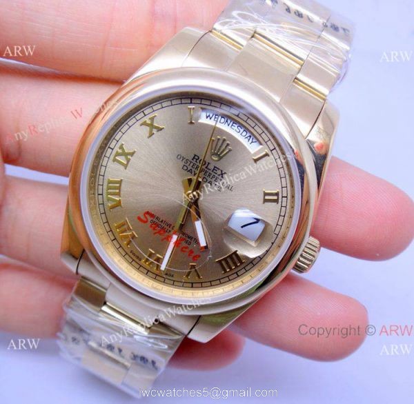 1:1 Copy Rolex Day-Date Oyster Gold Strap Mens Watch High Quality 2