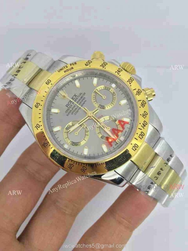 Swiss Fake Rolex Valjoux 7750 Daytona Oyster Perpetual Watch 2-Tone Gray 2