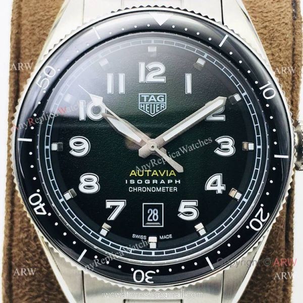 Grade 1A Swiss TAG Heuer Autavia 2836 Watch Stainless Steel Green Face 2