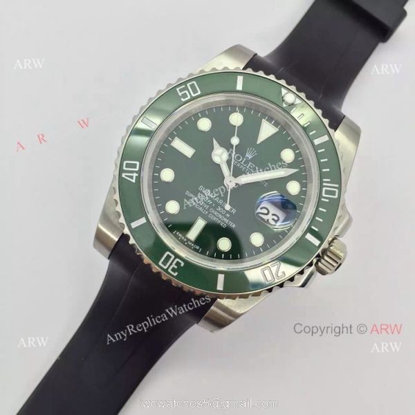 NEW UPGRADED Rolex Submariner Hulk Replica Replica Watch: SS Black Rubber strap 2