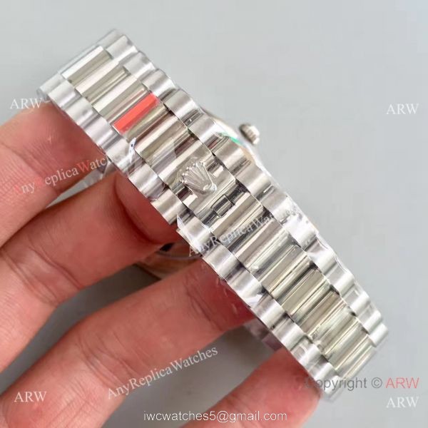 Rolex Day-Date II Watch Replica Stainless Steel Black Face Diamond Markers 2