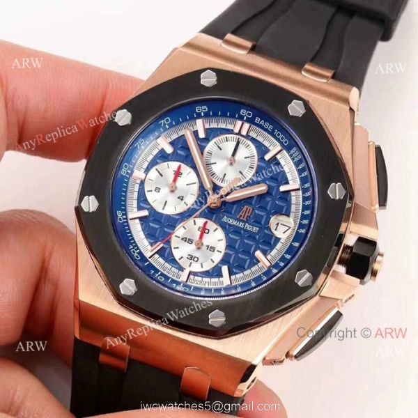 Fake Audemars Piguet For Sale 44mm Rose Gold Blue Dial Mens Watch 2