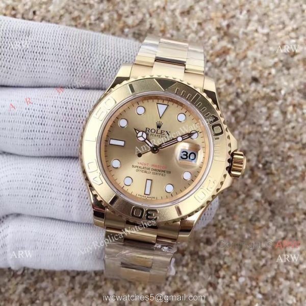SWISS 3135 Rolex Yacht-Master All Gold Replica Watch New Movement 2