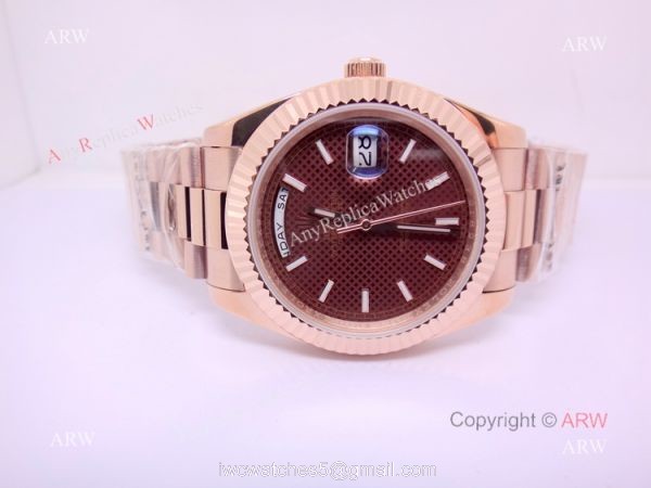 Rolex Day Date President Replica 40mm Watch All Rose Gold Chocolate Dial 2