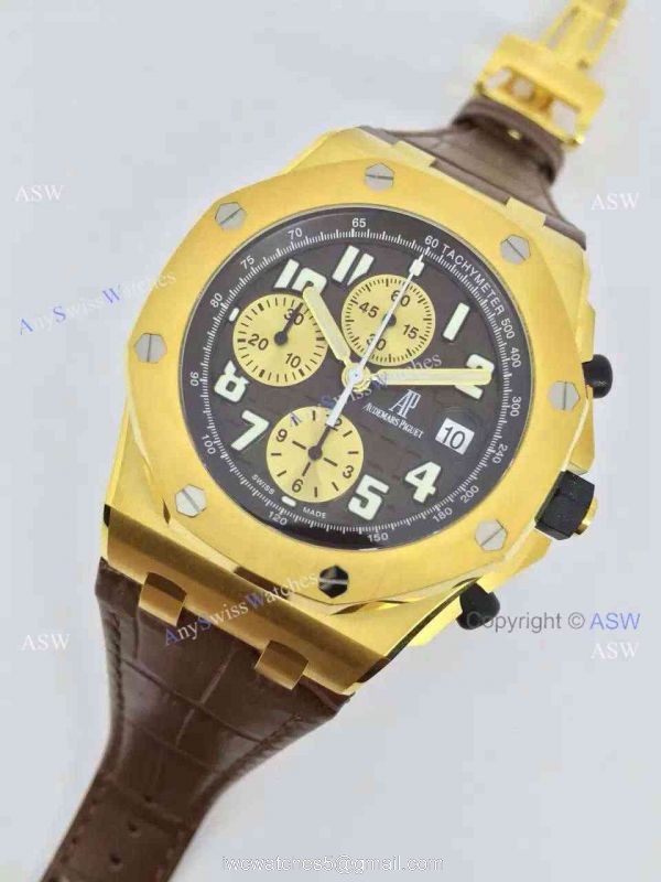 Fake Audemars Piguet Watch Black Face Yellow Gold Swiss Grade Mens 2
