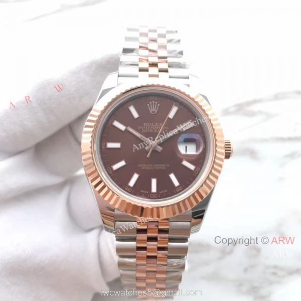 (EW) Swiss 3255 Rolex Everose Replica Watch DJII 41mm Rhodium Dial 2