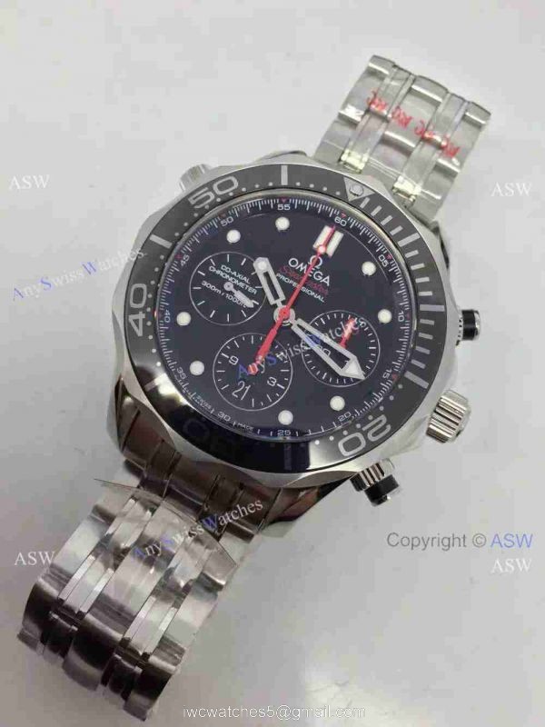 Swiss Grade Omega Seamaster 300 Replica Watches Red Chronograph Hand 2