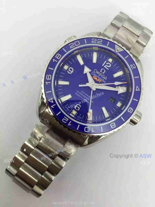 Replica Swiss OMEGA Seamaster Planet Ocean 600M Co-Axial GMT Watch Blue Dial 2