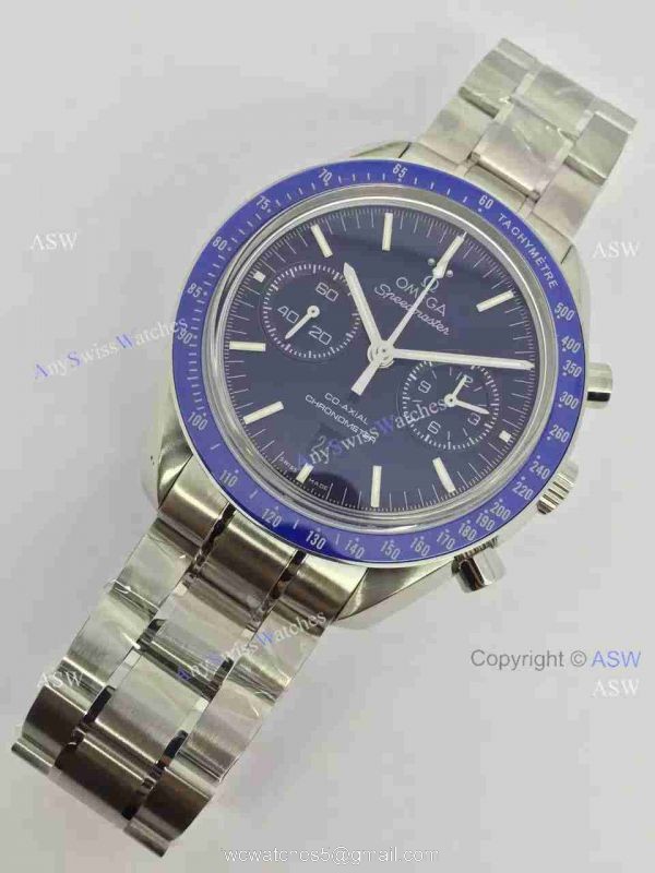 Copy Swiss Omega Speedmaster Watch SS Blue Chronograph 9300 2