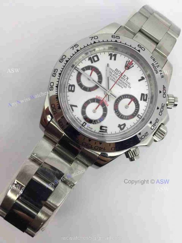Swiss Grade One Rolex Daytona Valjoux 7750 Watch Silver Dial Arabic markers 2