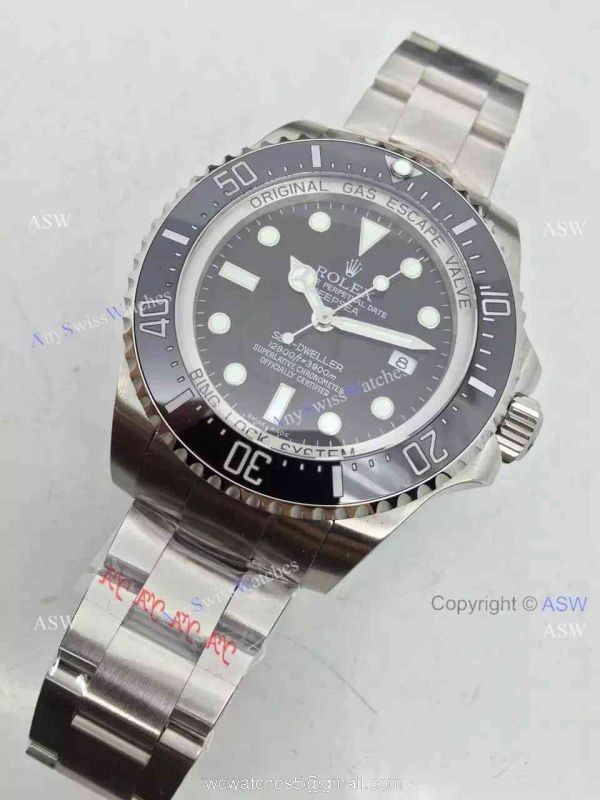 NEW UPGRADED Copy Swiss Rolex Deepsea Sea-Dweller Watch SS Black 44mm 2
