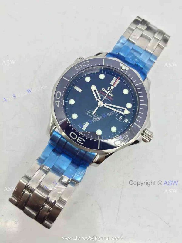 Grade 1A Omega Replica Watches James Bond Blue Ceramic Blue Dial 2