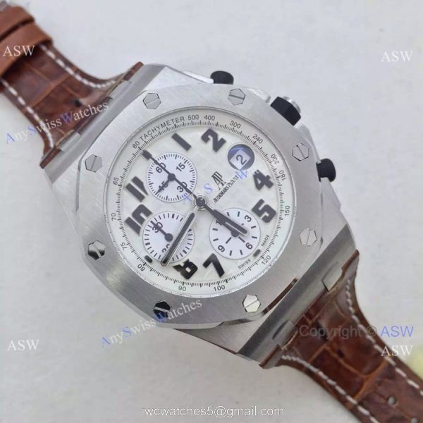 Replica Audemars Piguet Swiss Replica Chronograph watch SS White 2