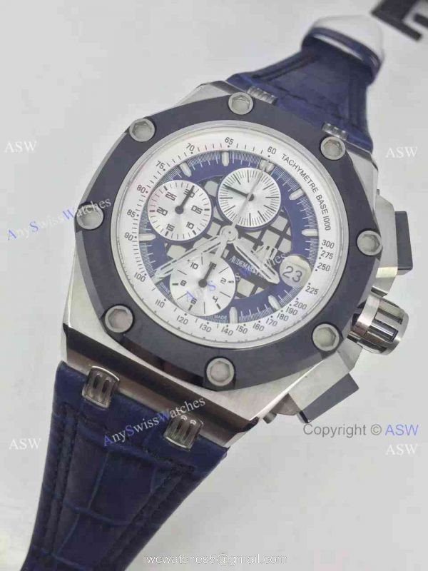 Replica Swiss 7750 Movement Audemars Piguet Ruben Barrichello Blue Leather Watch 2