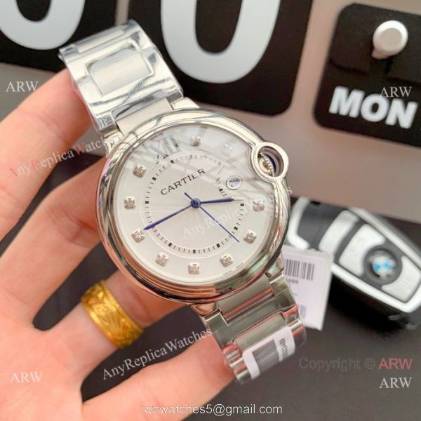 Cartier Ballon Bleu de Stainless Steel 42mm Watch New Blue Face 2