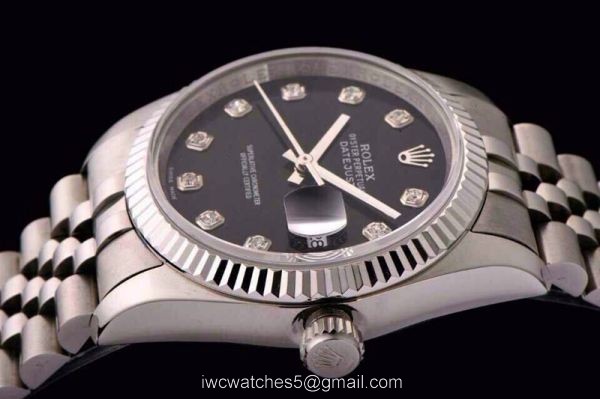 ROLEX DATEJUST SWISS ETA3135 WATCH BLACK DIAL DIAMOND MARKER 2