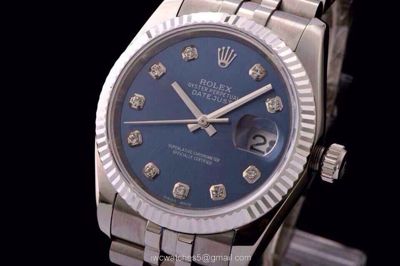 ROLEX DATEJUST SWISS ETA3135 WATCH BLUE DIAMOND FACE 2