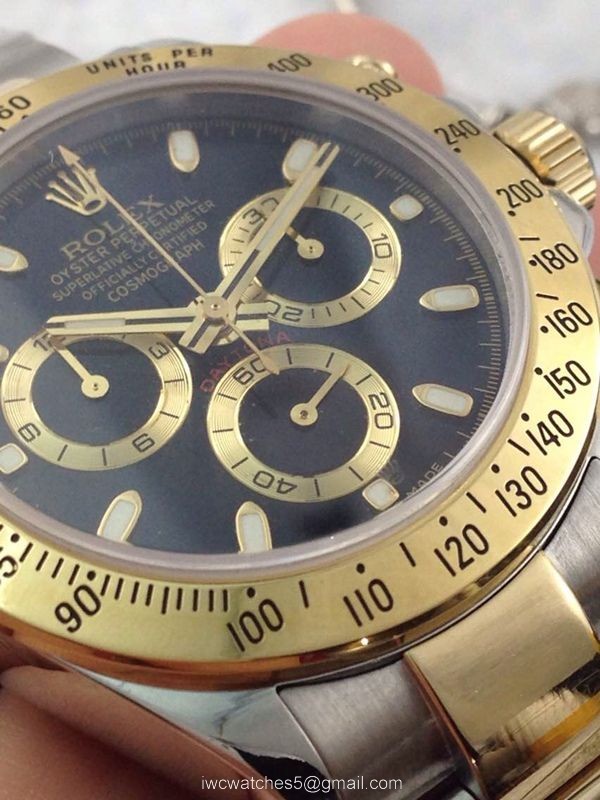 Rolex Daytona Swiss Grade 7750 Two Tone Black Face 40mm Mens Watch 2