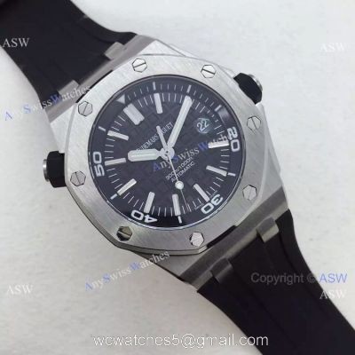 Swiss AAA Replica Audemars Piguet Royal Oak Diver 15710 Black Rubber Strap 2