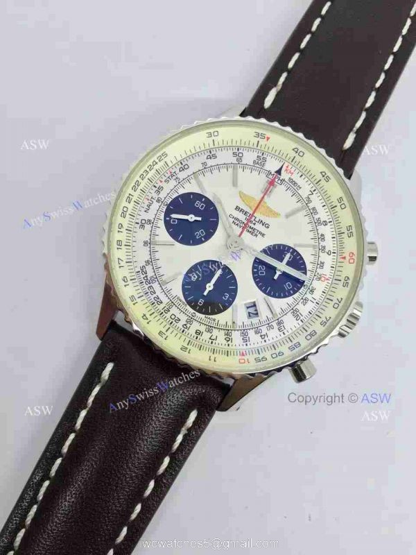 Swiss Fake Breitling 1884 Chronometre Navitimer Watch SS Case White Dial 2