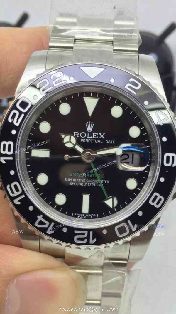 Swiss Fake Rolex GMT Master II Watch Black Dial Black Ceramics 2