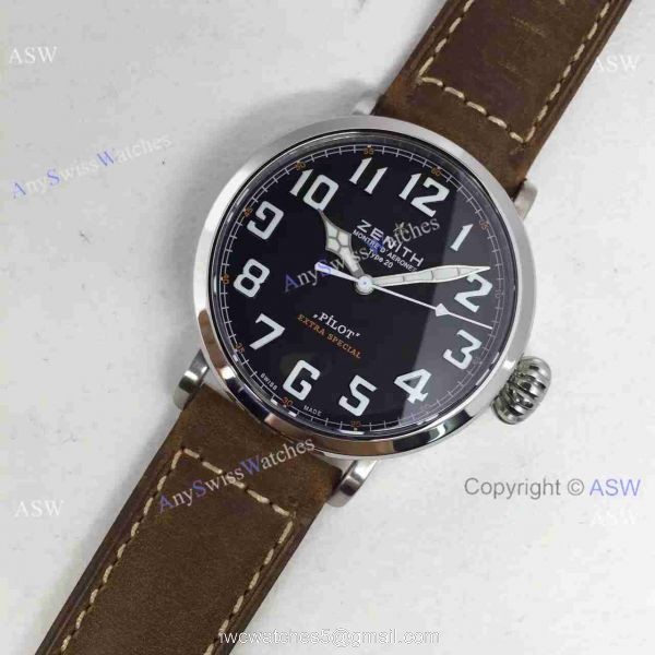 Swiss Knockoff Zenith Pilot Watch Brown Leather 2
