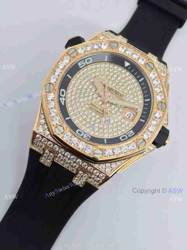 Replica Swiss Audemars Piguet Watch Rose Gold Diamond Dial 2