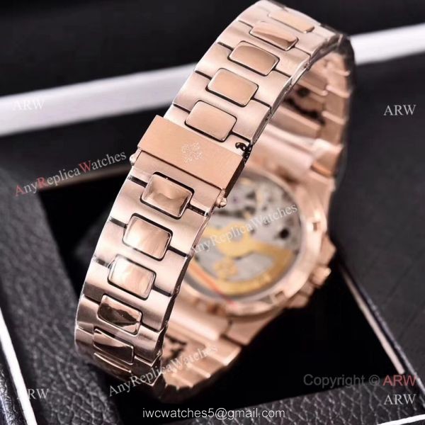 Swiss Quality Replica Patek Philippe Nautilus Womens Watch Rose Gold White Face 2
