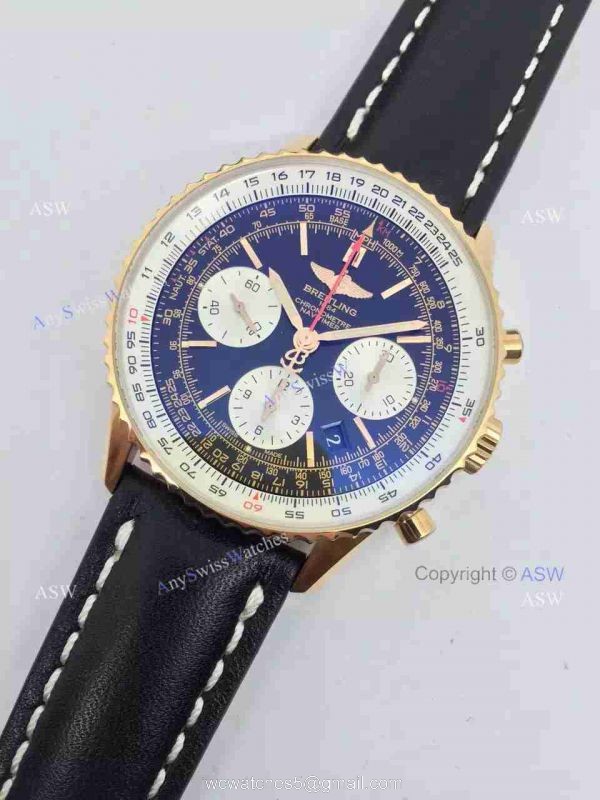 Swiss Replica Breitling 1884 Chronometre Navitimer Watch Rose Gold Case Black Dial 2