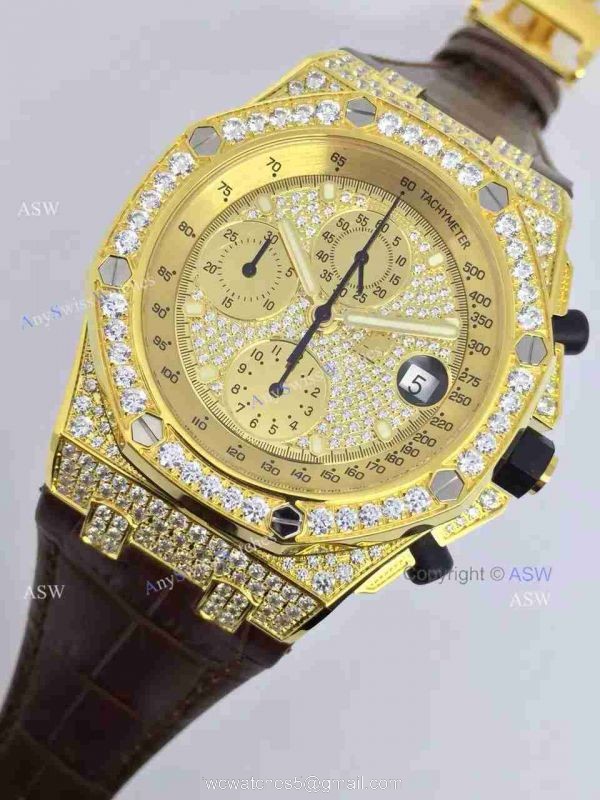 Swiss Copy Audemars Piguet Watch Yellow Case Diamond Dial / Diamond Case 2