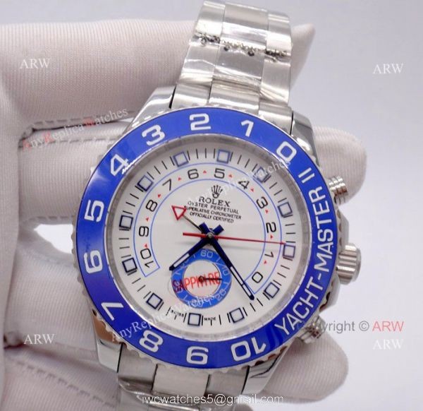 Swiss Copy Rolex Yachtmaster II 7750 Watch Stainless Steel Blue Ceramic 2