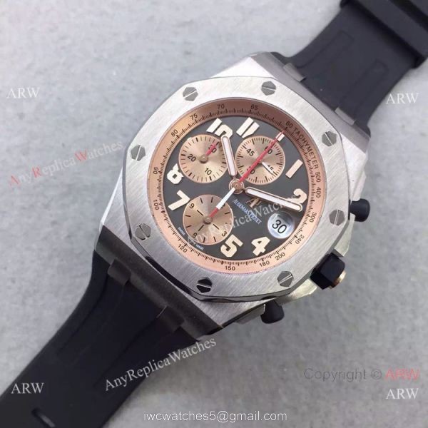Swiss 3126 Audemars Piguet Replica Watch SS Rose Gold Inner Rubber Strap 2