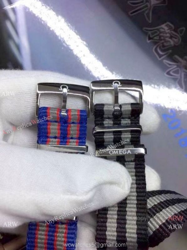 High Quality Omega James Bond Replica Watch SS Blue Dial Nato Strap 2