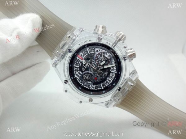 Best Quality Big Bang Unico Sapphire Hublot Clear Watch Gray Rubber Strap 2