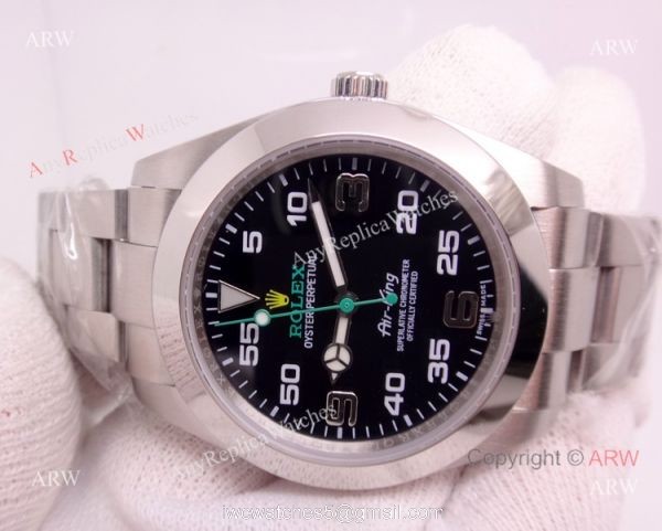New Upgraded Rolex Air King 116900 Black Face Stainless Steel Replica Watch 1:1 2