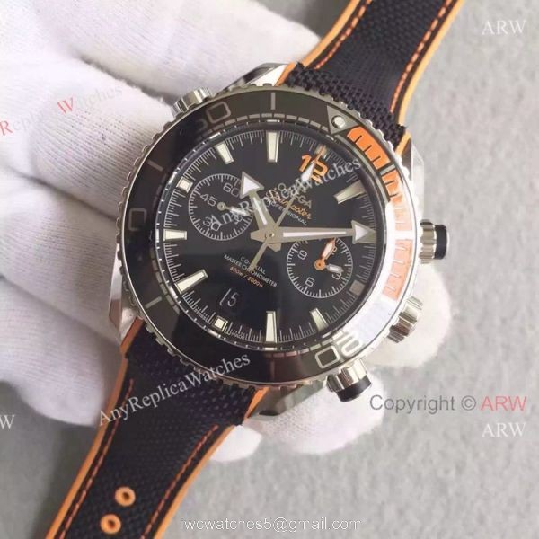 (OM)Swiss Replica Omega Seamaster 600m Master SS Black Chronograph Face 2
