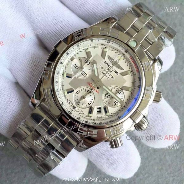 Replica Breitling Chronomat B01 SS Silver Dial Chronograph Watch 2