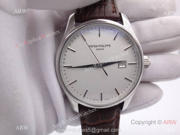 Best Patek Philippe Replica Automatic Watch Stainless Steel / Brown Leather Strap 2