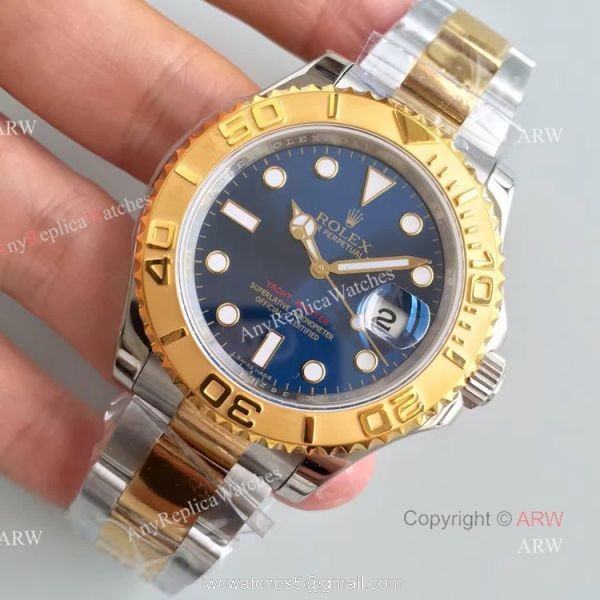 Swiss Copy Rolex Yacht-master 2836 Watch 2-Tone Blue Face 2