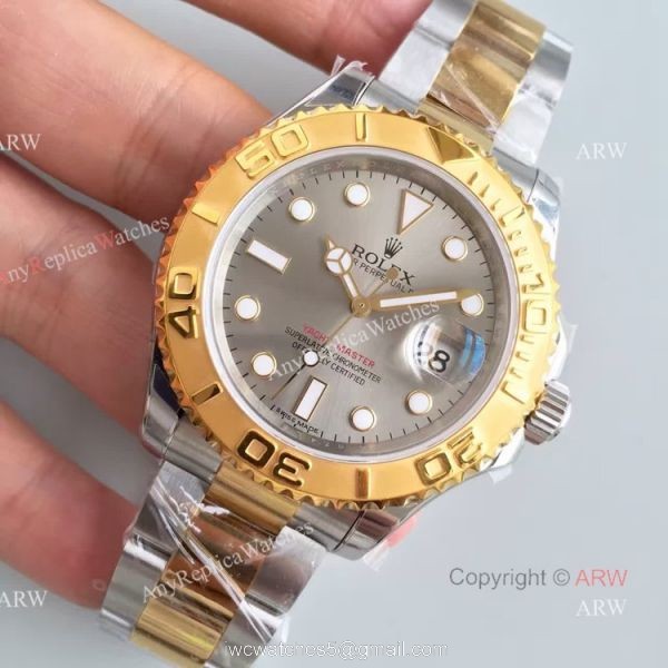 Swiss Copy Rolex Yacht-master 2836 Watch 2-Tone Gray Face 2