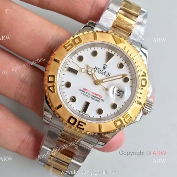 Swiss Copy Rolex Yacht-master 2836 Watch 2-Tone White Face 2