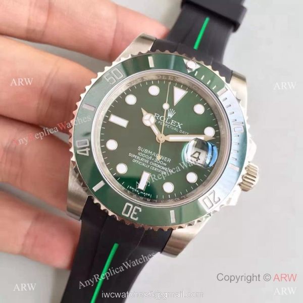 New Upgraded Rolex Submariner Hulk Replica Watch SS Rubber B Strap 2