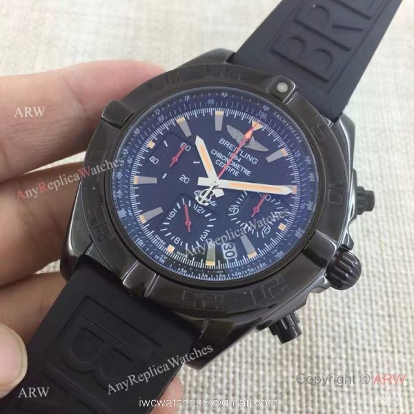 Copy Breitling Chronomat B01 Black Case RUBBER Strap Men Watch 2