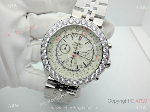 Replica Breitling For Bentley Motors Watches With Diamond Bezel Cream Chronograph Dial Watch 2