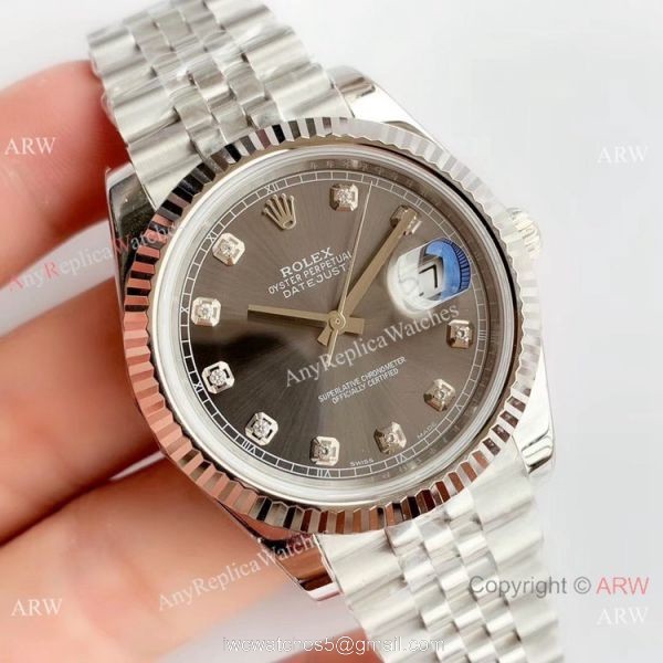 NEW Upgraded Replica Rolex Datejust II 41mm SS Grey Dial w/ Diamond Watch V3 Version 2