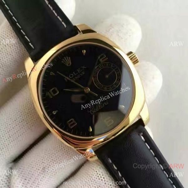 Replica Rolex Cellini Danaos Gold and Black Watch AAA Swiss Rolex Geneve Fake watch 2