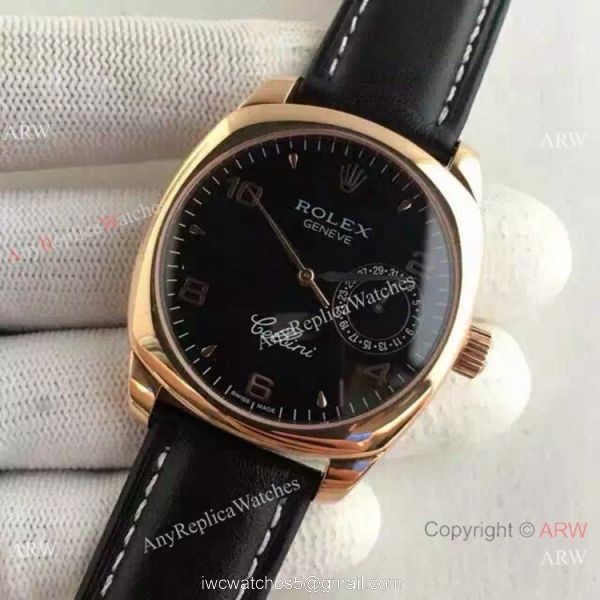 Swiss Replica Rolex Cellini Danaos Watch Rose Gold Black Face Automatic Movement 2