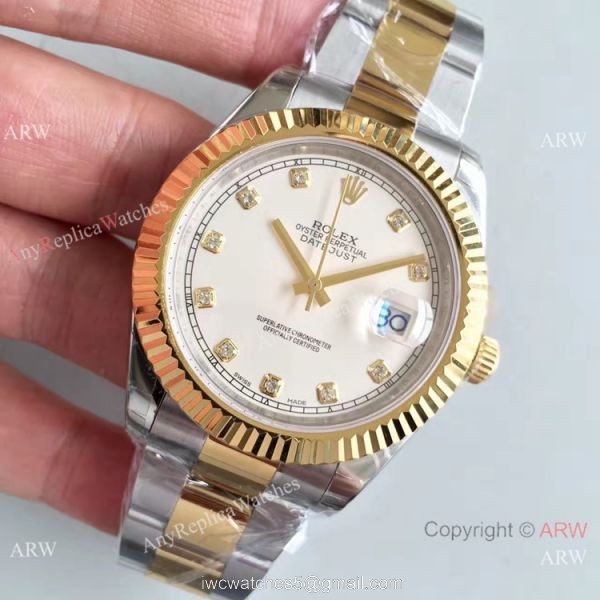 AAA Grade Rolex Datejust II 2-Tone White Diamond Replica Watches 2